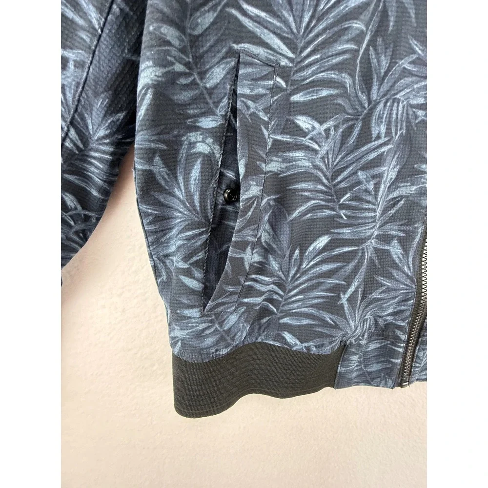 Banana Republic Jacket Mens Small Blue‎ Tropical Leaf Print Hooded Full Zip